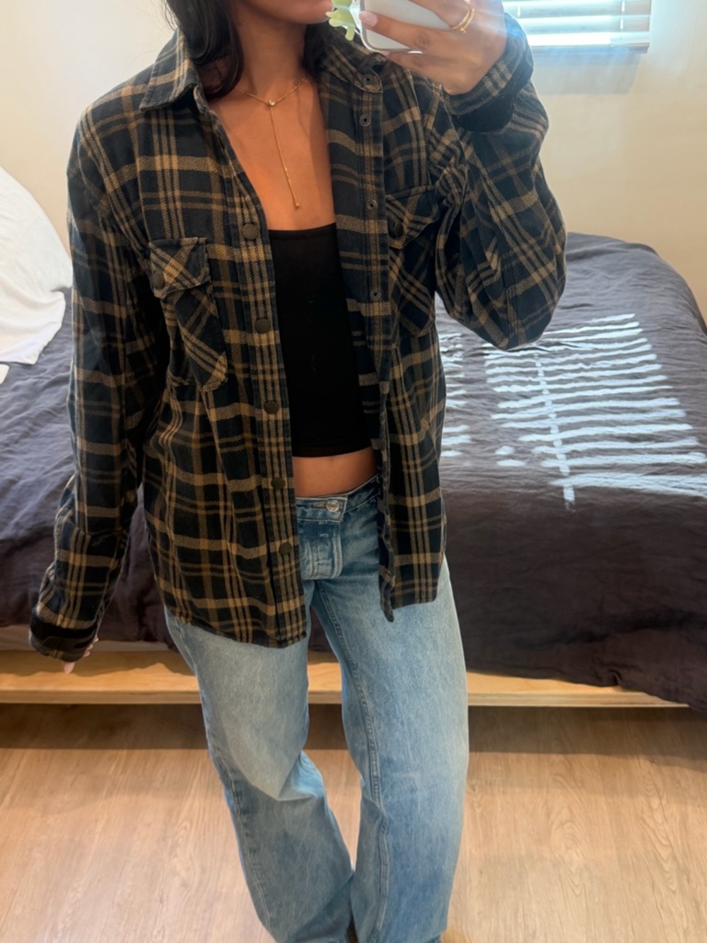 rag & bone Navy and Brown Plaid Shirt